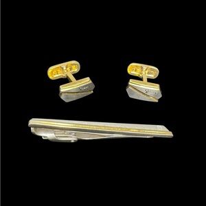 Givenchy Gold and Silver Cufflinks and Tie Clip Set